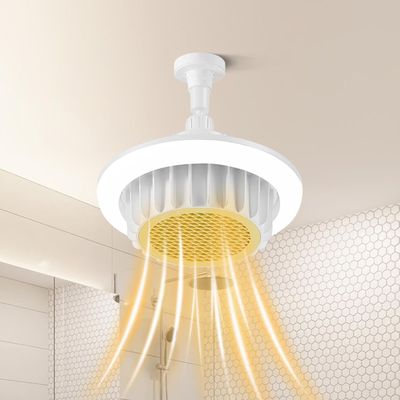 Bathroom Ceiling Heater Fan Light, 600W Electric Ceiling Heater with Remote Control Five-speed Regulation Ceiling Mounted Heater Fan for Indoor Home Kitchen Living Room (Yellow-110V)