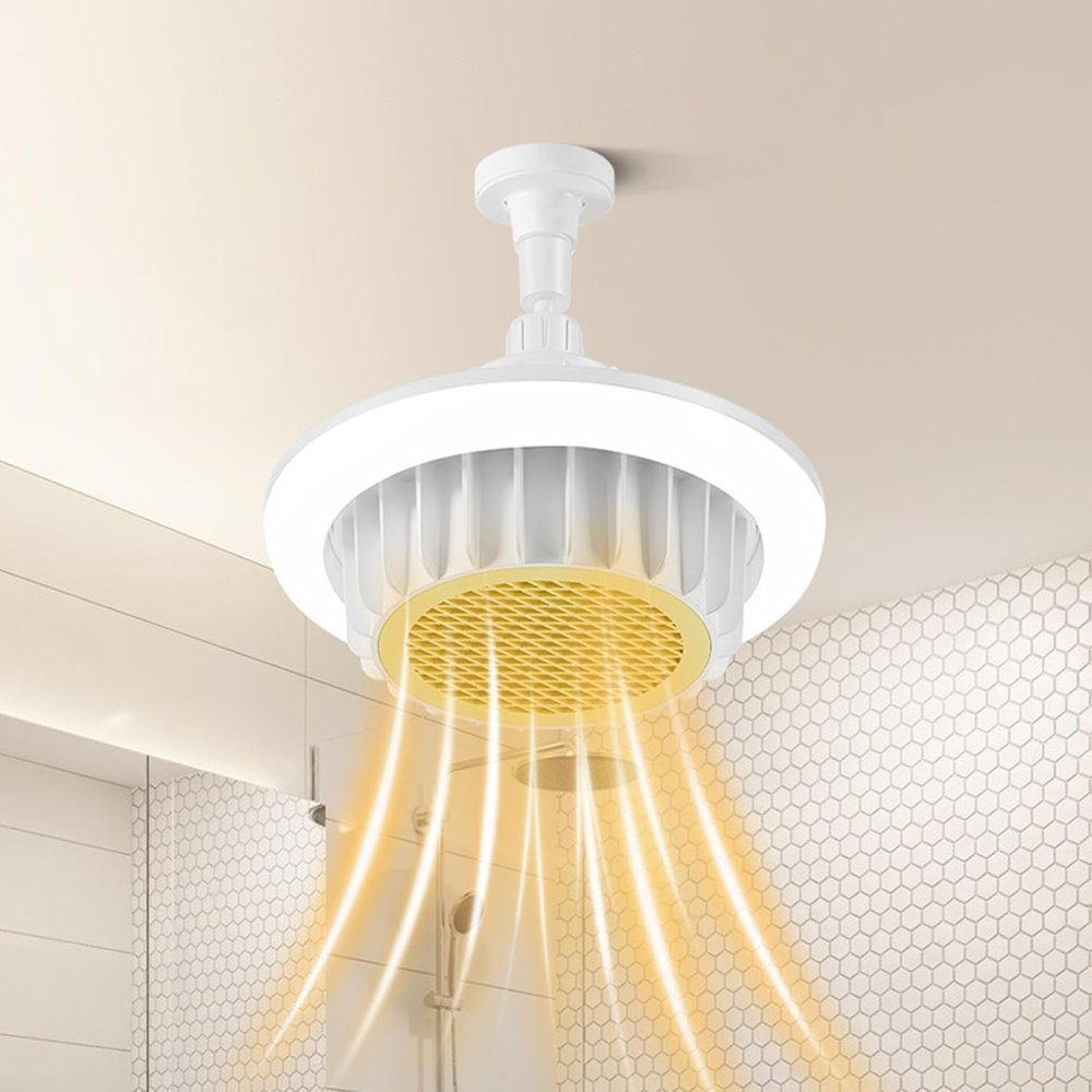 Bathroom Ceiling Heater Fan Light, 600W Electric Ceiling Heater with Remote Control Five-speed Regulation Ceiling Mounted Heater Fan for Indoor Home Kitchen Living Room (Yellow-110V)