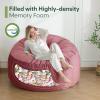 3 Ft Bean Bag Chair, Memory Foam Bean Bag Chairs for Adults with Filling, Round Bean Bag Sofa with Filler Included, Beanbags with Soft Dutch Velvet Fabric,3 Foot,Pink view 2