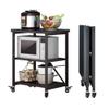 EHVYBDX 3 Tier Black Origami Kitchen Island Cart with Stainless Steel Shelves and Locking Wheels for Home Restaurant and Hotel Use view 1