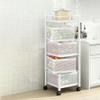 EHVYBDX Kitchen Rotating Storage Shelves Rack with Wheels 2 Tier Standing Vegetable Storage Trolley Basket Household Corner Organization Black view 3