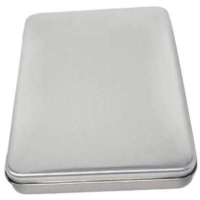 Tin Box Tinplate Metal Box, 7x4x0.6" Rectangular Empty Tin Box Container with Hinged Lids Silver Storage Tin Box for Cards, Craft, Jewelry, Pen, Eraser, Pill, Candy Organize.