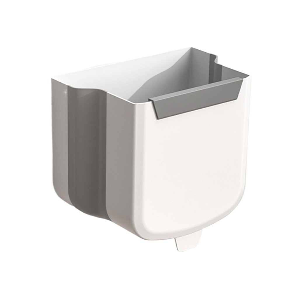 KIEUIENK Hanging Trash Can, Small Kitchen Trash Can, Foldable Kitchen Trash Bin, Wall Mounted Trash Can for Home Kitchen (White, Medium)