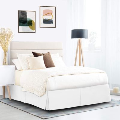 1000 TC Box Pleated Bed Skirt, Queen XL Size White Solid, 14" Inch Tailored Drop 100% Egyptian Cotton Easy Fit with Bed Skirt - Luxury Pleated Dust Ruffle, Hotel Quality Modern Bed Skirt