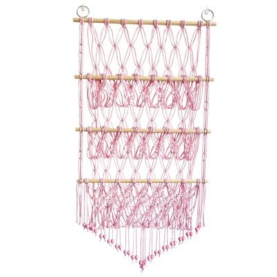 BPTCUE Stuffed Hammock Stuffed Toy Net Macrame Decor Organizer Holder Wall Hanging Storage for Kids Bedroom Living Room, Pink(Pink)