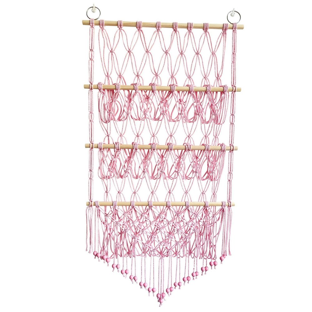 BPTCUE Stuffed Hammock Stuffed Toy Net Macrame Decor Organizer Holder Wall Hanging Storage for Kids Bedroom Living Room, Pink(Pink)