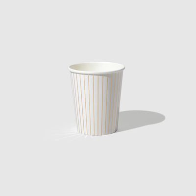 Coterie Gold Pinstripe Paper Cups (Set of 10) - Decorative & Durable Disposable Cups for Bridal or Birthday Party, Baby Shower, Tea Party & Summer Gatherings | 9oz Paper Cups