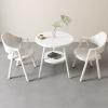 3 Piece 24 inch Round Dining Table Set,Small Coffee Table,Reception Negotiation Table,Upholstered Chairs Armchairs,for Kitchen,Reception Room Office,Faux Leather/Fabric Chairs,1Table 2 chairs(White,Fa view 1