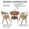 3 Piece 24 inch Round Dining Table Set,Small Coffee Table,Reception Negotiation Table,Upholstered Chairs Armchairs,for Kitchen,Reception Room Office,Faux Leather/Fabric Chairs,1Table 2 chairs(White,Fa view 2