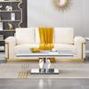 1 Piece Living Room Table,Modern Marble Coffee Table with Stainless Steel Legs and Faux Marble Tabletop,Center Table Tea Table for Home Furniture view 1