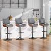 REONEY Swivel Bar Stools Set of 2, Adjustable Bentwood Barstools for Kitchen Counter, Modern PU Leather Upholstered Bar Chair with Back and Footrest, for Kitchen Island, Bar, Dining Room, Gray view 3