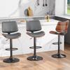 REONEY Swivel Bar Stools Set of 2, Adjustable Bentwood Barstools for Kitchen Counter, Modern PU Leather Upholstered Bar Chair with Back and Footrest, for Kitchen Island, Bar, Dining Room, Gray view 4