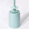Bathroom Toilet Brush Floor Standin Plastic Toilet Brush Holder Set Blue Long Toilet Brush with Base Half Ball Thickness Brush Head Toilet Brush Toilet Brush Holder view 3
