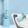 Bathroom Toilet Brush Floor Standin Plastic Toilet Brush Holder Set Blue Long Toilet Brush with Base Half Ball Thickness Brush Head Toilet Brush Toilet Brush Holder view 4