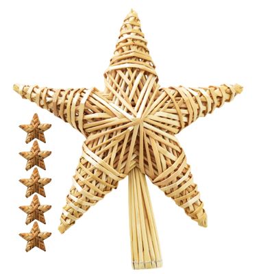 Christmas Star Straw Topper Scandinavian Star Tree Topper, Rustic Straw Pendant | Christmas partyy Star Decor, Easy to Use Farmhouse Star Decoration, Straw Christmas Tree Decor for partyy Supplies