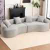 4-Seater Chenille Fabric Sofa with 30D Full Sponge & Spring Cushions, Luxurious Sleeper Sectional Sofa for Living Room, Soft Foam Upholstered Furniture with 4 Pillows, Perfect for Apartments (Grey) view 1
