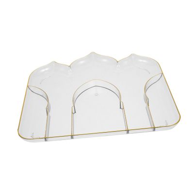 FUNOMOCYA Eid Mubarak Dessert Serving Tray Elegant Transparent Plastic Plate Rim for Ramadan Parties Cakes and Pastries Easy to Clean and for Home and Events