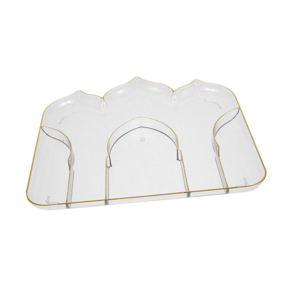 FUNOMOCYA Eid Mubarak Dessert Serving Tray Elegant Transparent Plastic Plate Rim for Ramadan Parties Cakes and Pastries Easy to Clean and for Home and Events