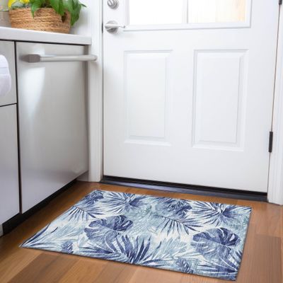 Addison Rugs Chantille ACN1886 Blue 1'8" x 2'6" Indoor/Outdoor, Machine Washable, Easy Clean, Non Shedding, Bedroom, Living Room, Dining Room, Kitchen, Patio Rug