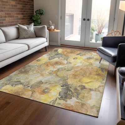 Addison Rugs Chantille ACN1859 Gold 5' x 7'6" Indoor/Outdoor, Machine Washable, Easy Clean, Non Shedding, Bedroom, Living Room, Dining Room, Kitchen, Patio Rug