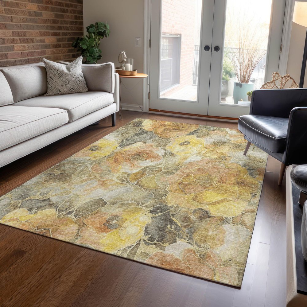 Addison Rugs Chantille ACN1859 Gold 5' x 7'6" Indoor/Outdoor, Machine Washable, Easy Clean, Non Shedding, Bedroom, Living Room, Dining Room, Kitchen, Patio Rug