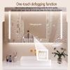 Oak bathroom medicine cabinets with HD mirror,bathroom vanity mirror with led lights and storage,smart mirror medicine with anti fog,Wall Mount Mirror Cabinet with Touch Switch,Paper Hole(Brown,100*13 view 3