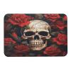 BFGWK Stone Bath Mat Diatomaceous Earth Bath Mat Quick-Dry Absorb Water Skull Rose-Red Printing Bathroom Mats for Bathroom Guest Room view 1