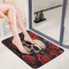 BFGWK Stone Bath Mat Diatomaceous Earth Bath Mat Quick-Dry Absorb Water Skull Rose-Red Printing Bathroom Mats for Bathroom Guest Room view 4