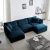 111.5" Modular Sectional Sofa,U Shaped Sectional Couches for Living Room,3-Seater Chenille Upholstered Cloud Couches with Movable Ottoman and Deep Seats (Blue, 111.5 Inch- U) view 1