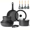 11Pcs Pots And Pans Set Non Stick, Cookware Sets with Detachable Handle, Nonstick RV Kitchen Cooking Set Removable Handles, Oven Safe, Induction Fast Stackable view 1
