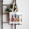 VFMNT Three Pineapple Pattern Canvas Tote Bag Aesthetic Cute Cotton Tote Bag Fashion Tote Shoulder Bag Casual Grocery Shopping Bag for Vacation Work Travel Daily Use Gift view 3