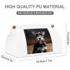 Animal Schnauzer Dog Tissue Box Pu Leather Square Tissue Box Holder Napkins Dispenser Decorative Facial Holder Organizer for Vanity Dresser Night Stand Table Countertop Office Car view 2