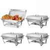 Erweater 8 Qt Stainless Steel Chafing Dishes Buffet Set, Silver Rectangular Catering Chafer Warmer Set for Kitchen Party Banquet Dining (4, Half Size) view 1