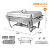 Erweater 8 Qt Stainless Steel Chafing Dishes Buffet Set, Silver Rectangular Catering Chafer Warmer Set for Kitchen Party Banquet Dining (4, Half Size) view 2