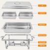 Erweater 8 Qt Stainless Steel Chafing Dishes Buffet Set, Silver Rectangular Catering Chafer Warmer Set for Kitchen Party Banquet Dining (4, Half Size) view 3