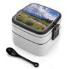 HJKBCV Bento Box Adult Grand Teton National Park Double Layer Stackable Lunch Box Leak-Proof Box with Portable Food Storage Utensil Set Lunch Box for Dining Work Picnic view 1