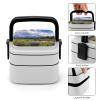 HJKBCV Bento Box Adult Grand Teton National Park Double Layer Stackable Lunch Box Leak-Proof Box with Portable Food Storage Utensil Set Lunch Box for Dining Work Picnic view 4