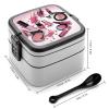 HJKBCV Bento Box Adult Modern Woman Cosmetic Double Layer Stackable Lunch Box Leak-Proof Box with Portable Food Storage Utensil Set Lunch Box for Dining Work Picnic view 2