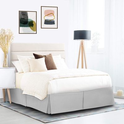 1000 TC Box Pleated Bed Skirt, King Size Silver Solid, 12" Inch Tailored Drop 100% Egyptian Cotton Easy Fit with Bed Skirt - Luxury Pleated Dust Ruffle, Hotel Quality Modern Bed Skirt
