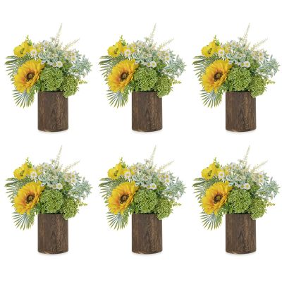 NUPTIO Wood Vases Rustic Centerpiece: 6 Pcs 5.1" Wooden Vase for Home Decor - Brown Small Vase for Wedding Table Living Room Shelf Decor