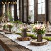 NUPTIO Wood Vases Rustic Centerpiece: 6 Pcs 5.1" Wooden Vase for Home Decor - Brown Small Vase for Wedding Table Living Room Shelf Decor view 2