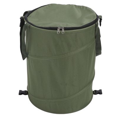 Camping Trash Can with Zippered Lid 24 Gallons Large Capacity Foldable Portable Garden Garbage Container for Outdoor Picnic (Green)