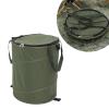 Camping Trash Can with Zippered Lid 24 Gallons Large Capacity Foldable Portable Garden Garbage Container for Outdoor Picnic (Green) view 2
