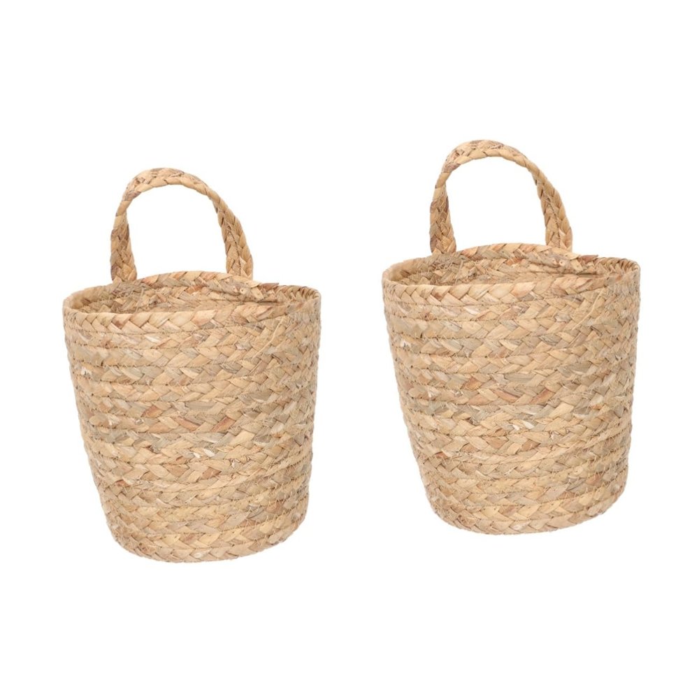 ASAKKURA 2pcs Wall Hanging Storage Basket Woven Seagrass Basket for Home Organization Decorative Sundries Organizer for Wall Desktop and
