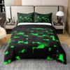 100% Nature Cotton Light Green Black Duvet Cover Queen Size 3 Pcs Strip Lines Geometric Bedding Set Room Decor Gifts Abstract Modern Style Comforter Cover,Comforter Not Included view 1