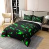 100% Nature Cotton Light Green Black Duvet Cover Queen Size 3 Pcs Strip Lines Geometric Bedding Set Room Decor Gifts Abstract Modern Style Comforter Cover,Comforter Not Included view 2