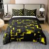 100% Cotton Yellow Light Geometric Bedding Set King Geometric Strip Lines Duvet Cover for Bedroom Decor Abstract Modern Comforter Cover (Not Comforter),3 Pcs view 1