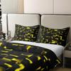 100% Cotton Yellow Light Geometric Bedding Set King Geometric Strip Lines Duvet Cover for Bedroom Decor Abstract Modern Comforter Cover (Not Comforter),3 Pcs view 3