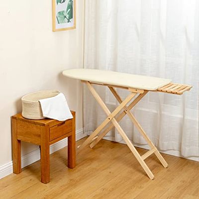 Folding Ironing Board,Ironing Board Heavy Duty Ironing Board Professional Ironing Board Space Saving Ironing Board with Iron Storage Wooden with Multi-Level Height Adjustment, Widened and Ex