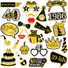40th Birthday Photo Booth Props for Women & Men, Black Gold Adult 40th Birthday Photo Booth Props, Cheers to Forty Birthday Photo Props Decor, Funny Forty Birthday Party Supplies view 1